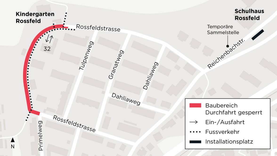 Bauarbeiten bei der Kreuzung Freickweg/Bottigenstrasse